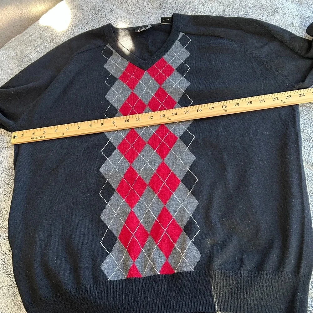 Joseph A Banks‎ Sweater Oversized Large Argyle Merino Wool Preppy Tennis 17152